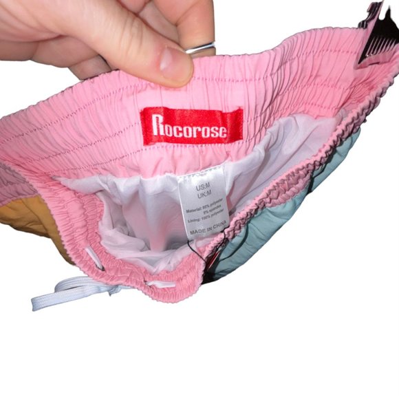 rocorose NEW NWT pastel patchwork swimming trunks bathing suit M - Picture 2 of 4